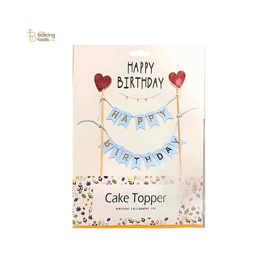 Blue "Happy Birthday" Banner Cake Topper - thebakingtools.com